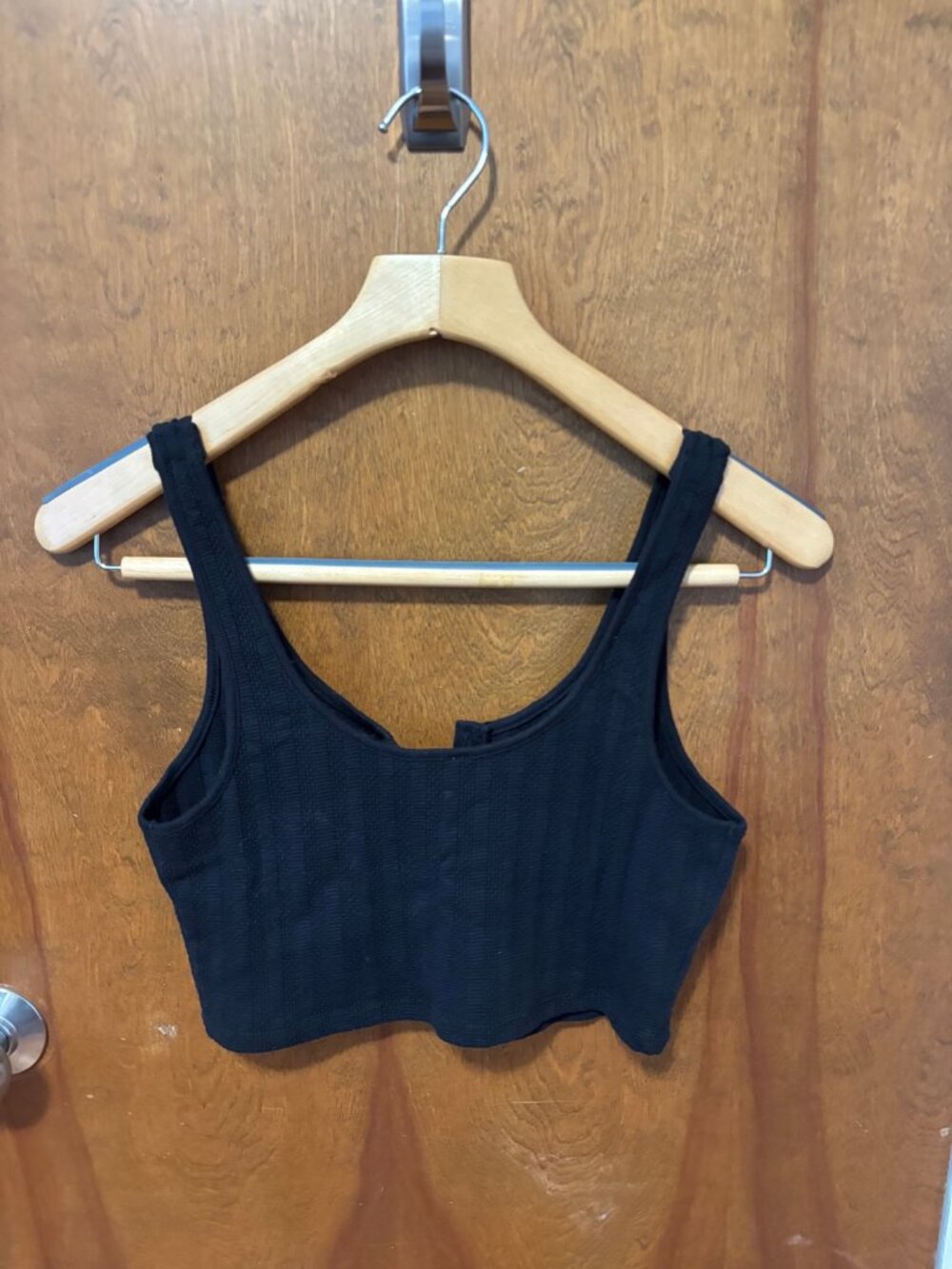 Black Ribbed Crop Tank Top